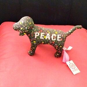 Pink Dog Plush with Peace Print